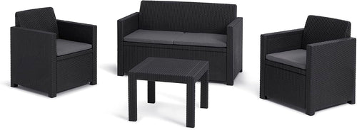 Allibert by Keter Gartenlounge Set Alabama, graphit/cool grey, 4tlg., inkl. Sitzkissen, Kunststoff, flache Rattanoptik