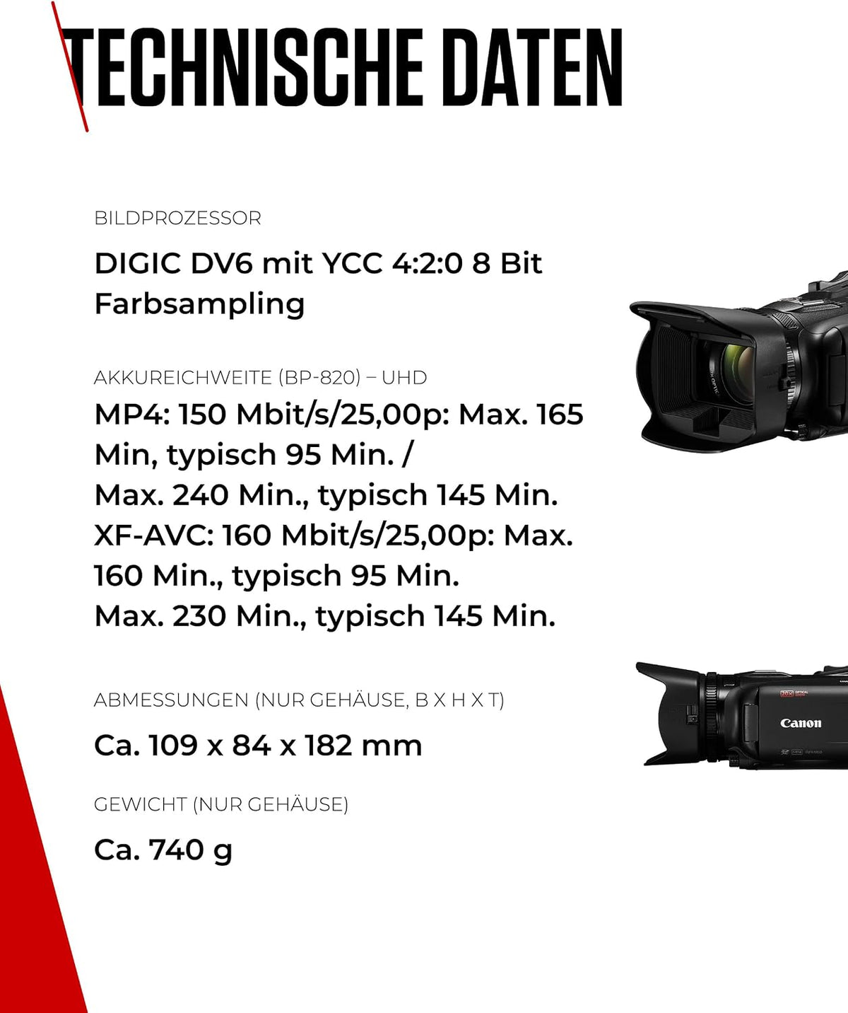 Canon XA60 Professional 4K Video Camera, 20x Optical Zoom, CMOS Sensor