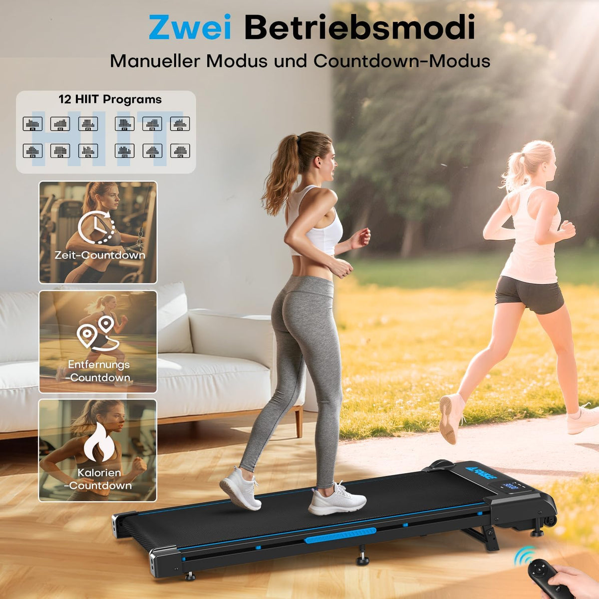 Walking Pad, 12 HIIT Programes Laufband für Zuhause mit 9% Steigung