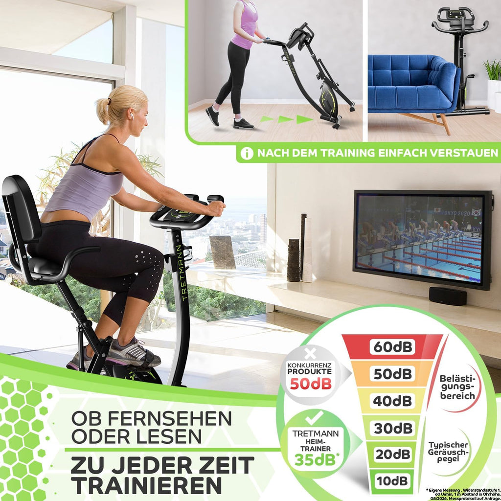 Tretmann 3in1 Heimtrainer Fahrrad klappbar – extra leise & komfortabel