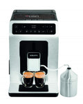 KRUPS Evidence ECOdesign Kaffeevollautomat mit Milchschlauch, 7 Getränkeoptionen, 2-Tassen-Funktion, Recyceltes Material, Kaffeemaschinemit Bedienfeld, Weiß/Schiefer, EA897A10