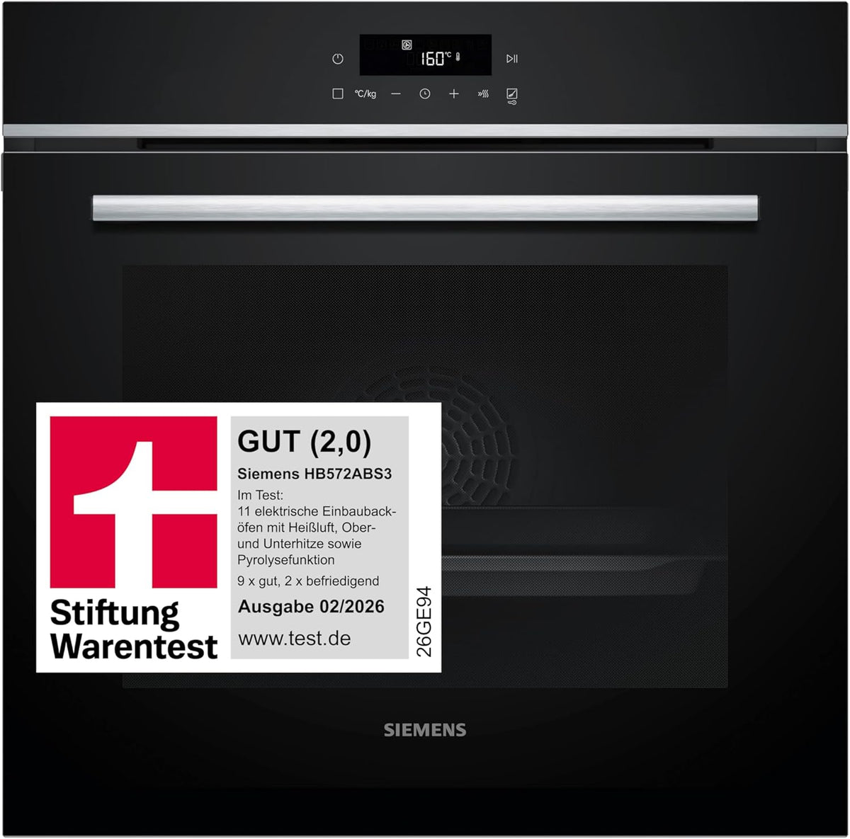 Siemens iQ300 Einbau-Backofen 60 x 60 cm Edelstahl AirFry HB572ABS3