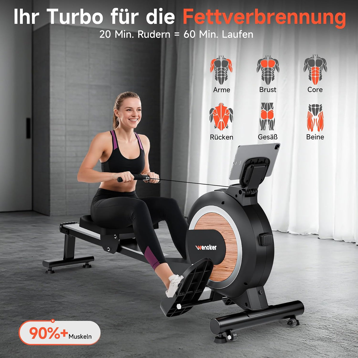 [2026 Neu] Wenoker leises Magnet-Rudergerät für Zuhause – 32 Stufen