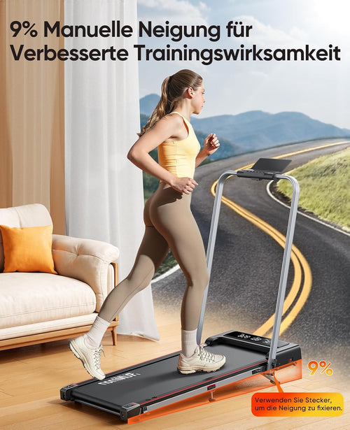 6 IN 1 Laufband für Zuhause Klappbar mit Neigung,12km/h Walking Pad mit Steigung,Klappbar Laufband für Zuhause & Büro,2-LED-Anzeige,Keine Installation