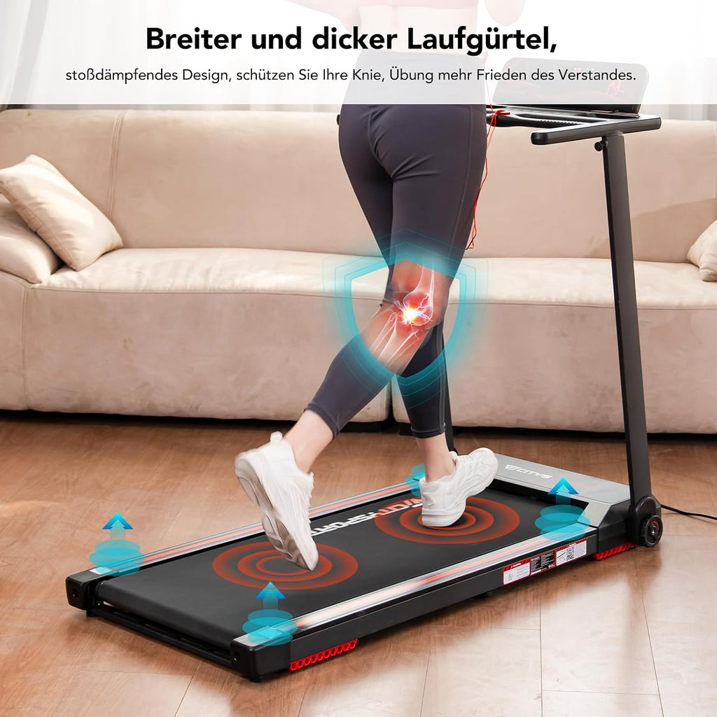 CITYSPORTS Elektrisches Laufband,Klappbares Laufband für Zuhause bis 12 km/h,mit LED-Anzeige,APP und 360° Tablet Holder,kompakte Walking Pad für Zuhause und Büro (Black)