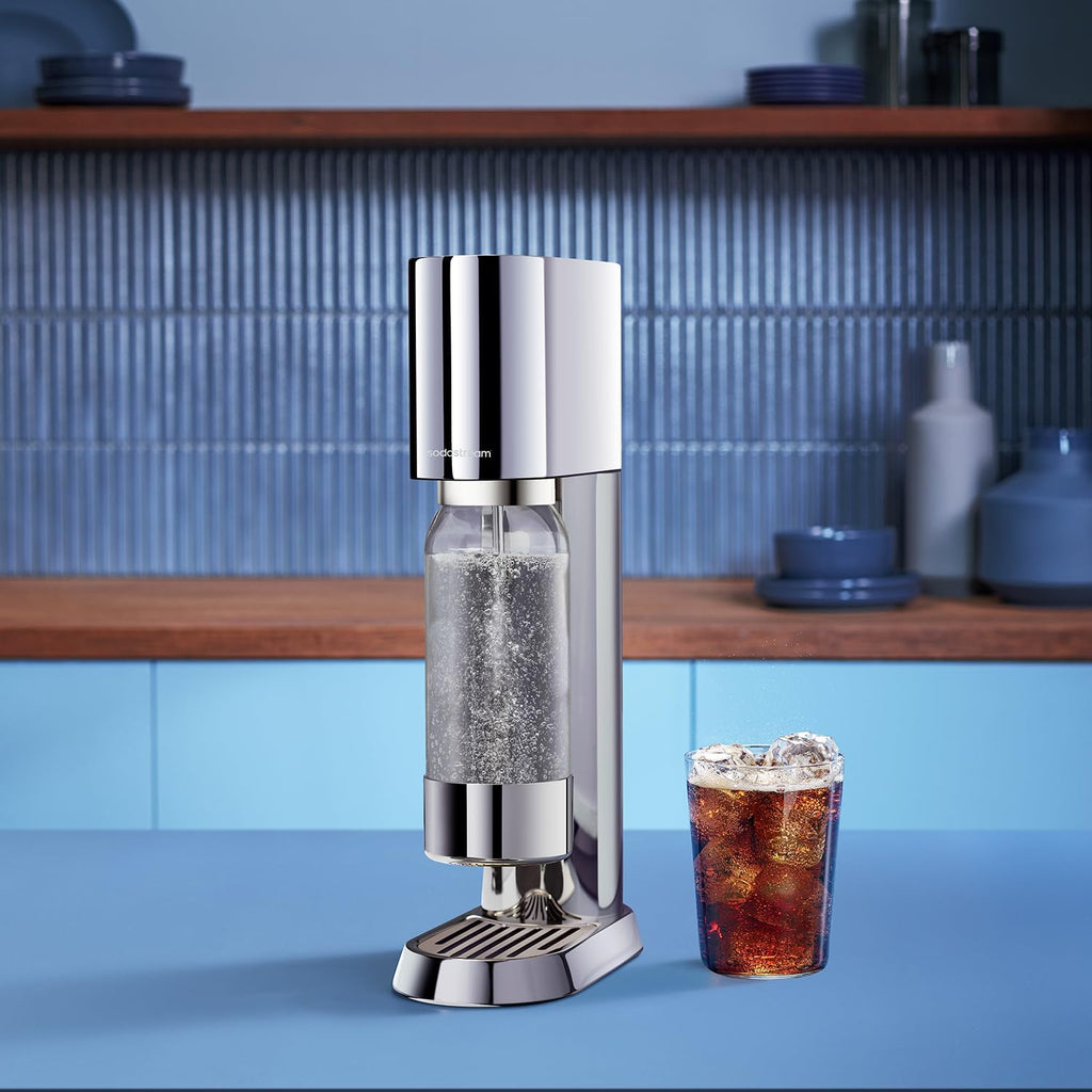 SodaStream ENSO Wassersprudler -1L Sprudlerflaschen & CO2-Zylinder, Silber