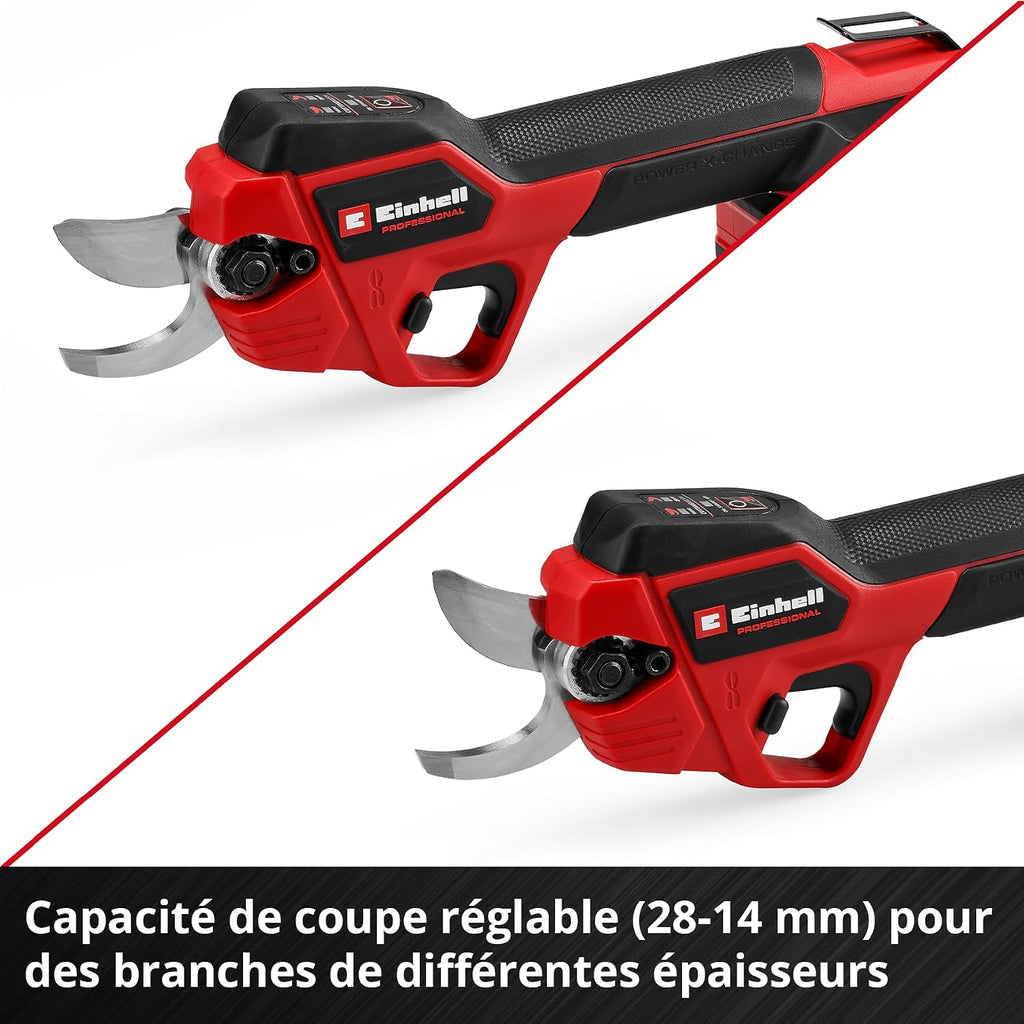 Einhell Professional Cordless Pruning Shears GP-LS 18/28 Li BL-Solo Power X-Change (18V, Adjustable Cutting Capacity, Max Branch Thickness 28mm, Bypass Blades, Belt Clip, Without Battery)