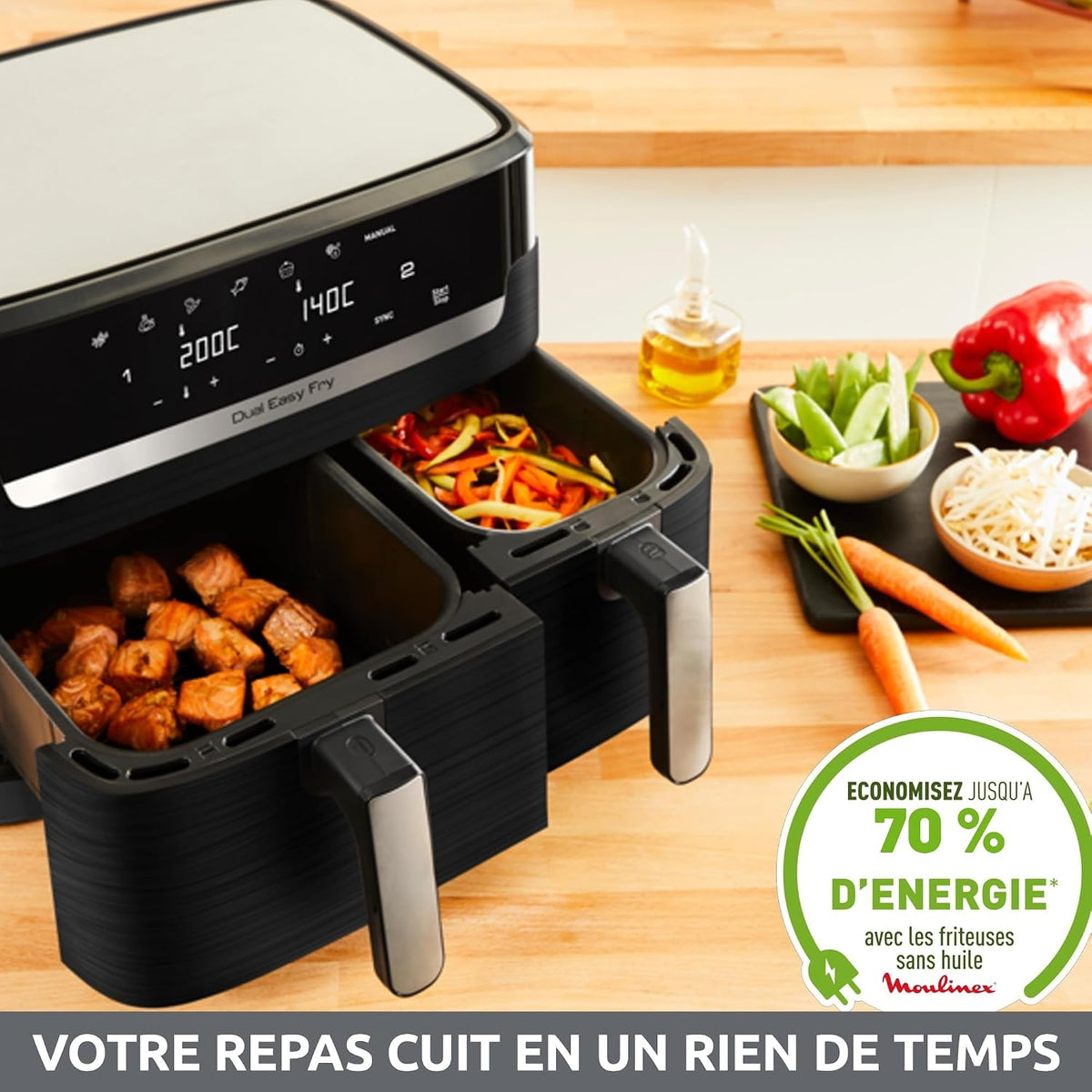 Moulinex - Easy Fry Dual air fryer - 7 programs - 8.3L - Black