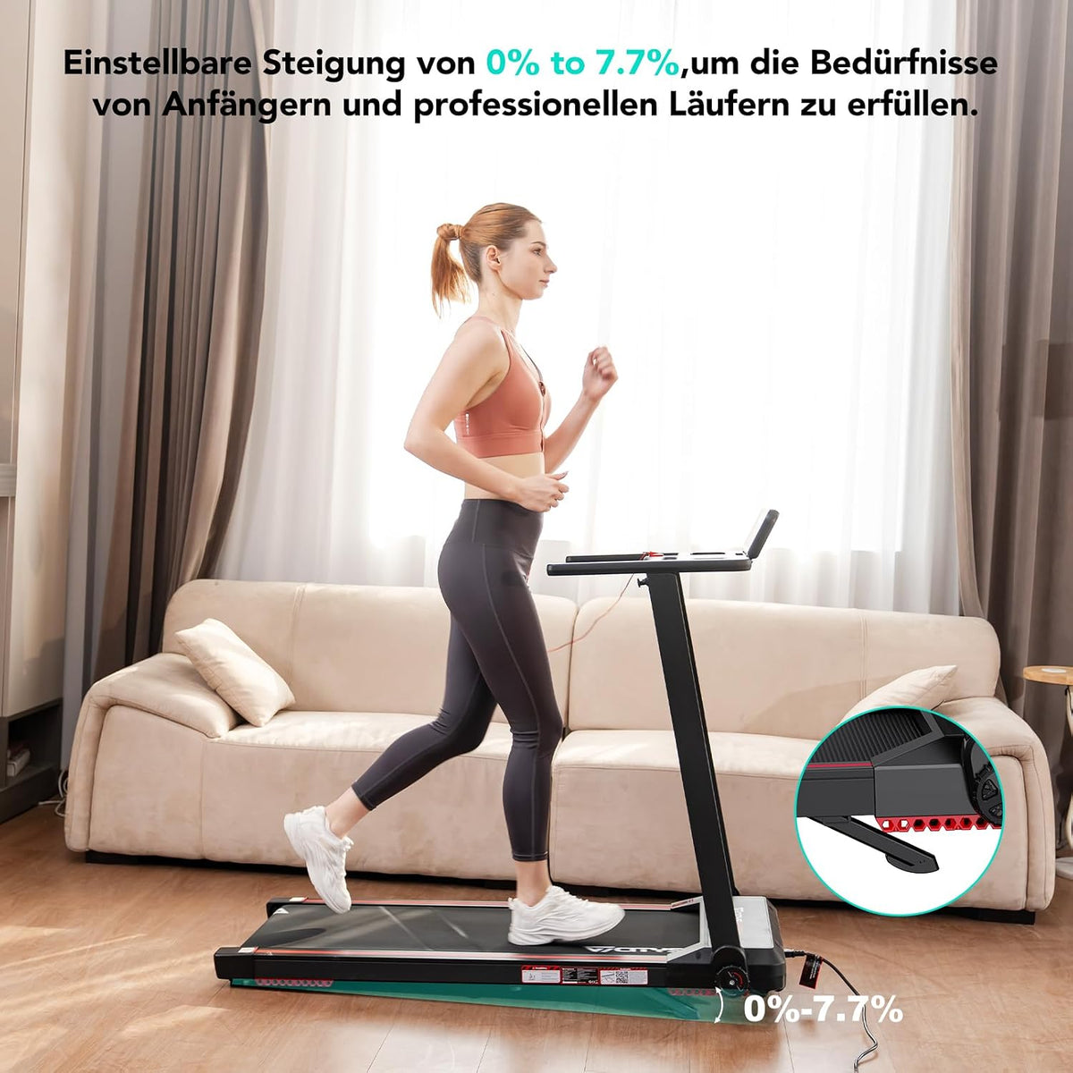 CITYSPORTS Elektrisches Laufband,Klappbares Laufband für Zuhause bis 12 km/h,mit LED-Anzeige,APP und 360° Tablet Holder,kompakte Walking Pad für Zuhause und Büro (Black)