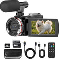 Videokamera 4K Camcorder 48MP 21X Digitalzoom 3.0''270°Drehbarer Screen Vlogging Kamera für YouTube, Video Kamera mit HDMI-Kabel, Externes Mikrofon, Fernbedienung, 32 GB Karte, 2 Batterien
