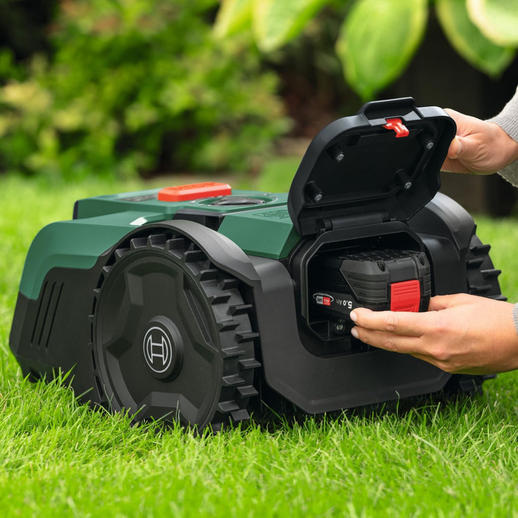 Bosch Akku-Mähroboter VISIMOW18V-200 (für Rasenflächen bis 200 m², Schnittbreite: 18 cm, Schnitthöhe: 20-60 mm, ohne Akku)