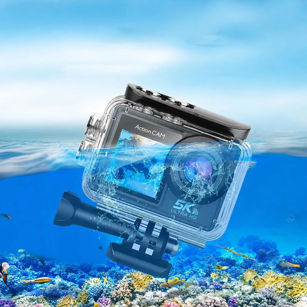 AONEGOLD Danxon 50MP Action Kamera 5K Dual Display EIS Stabilisierung 30m Wasserdicht mit Zubehör Grau