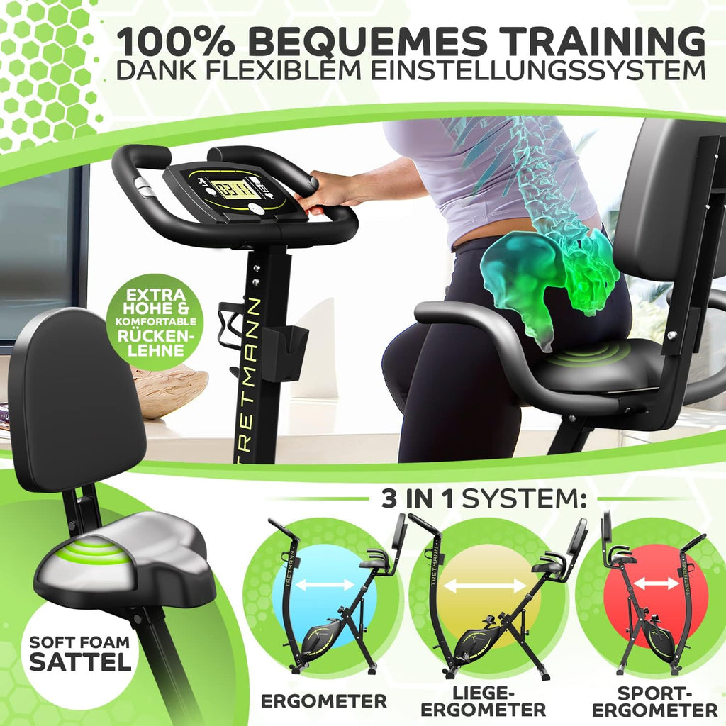 Tretmann 3in1 Heimtrainer Fahrrad klappbar – extra leise & komfortabel