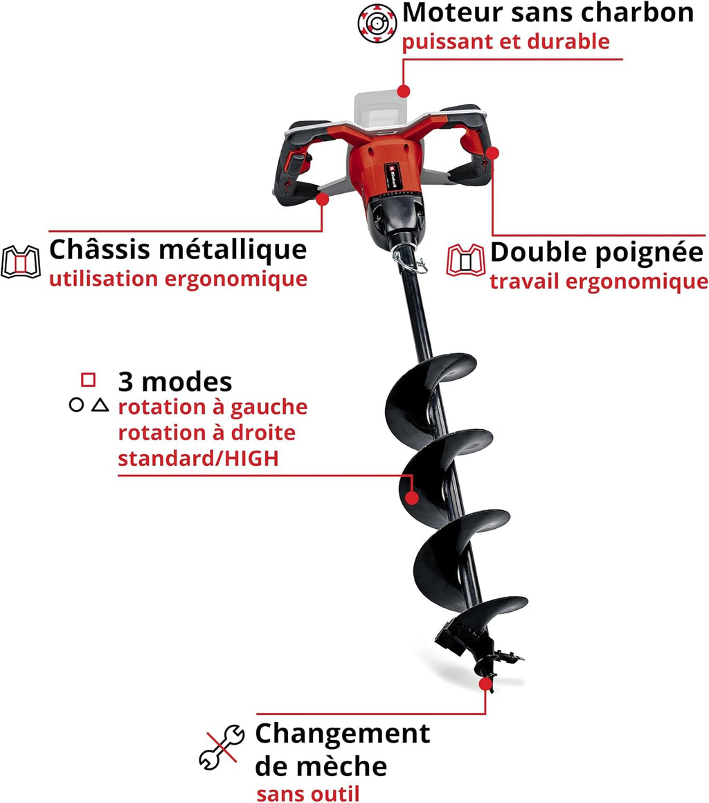 Einhell Professional GP-EA 18/150 Li BL Solo Cordless Auger - Power X-Change (18V, 3 rotation modes, drill bit included: Length 80 cm/diameter 15 cm) Delivered without battery or charger