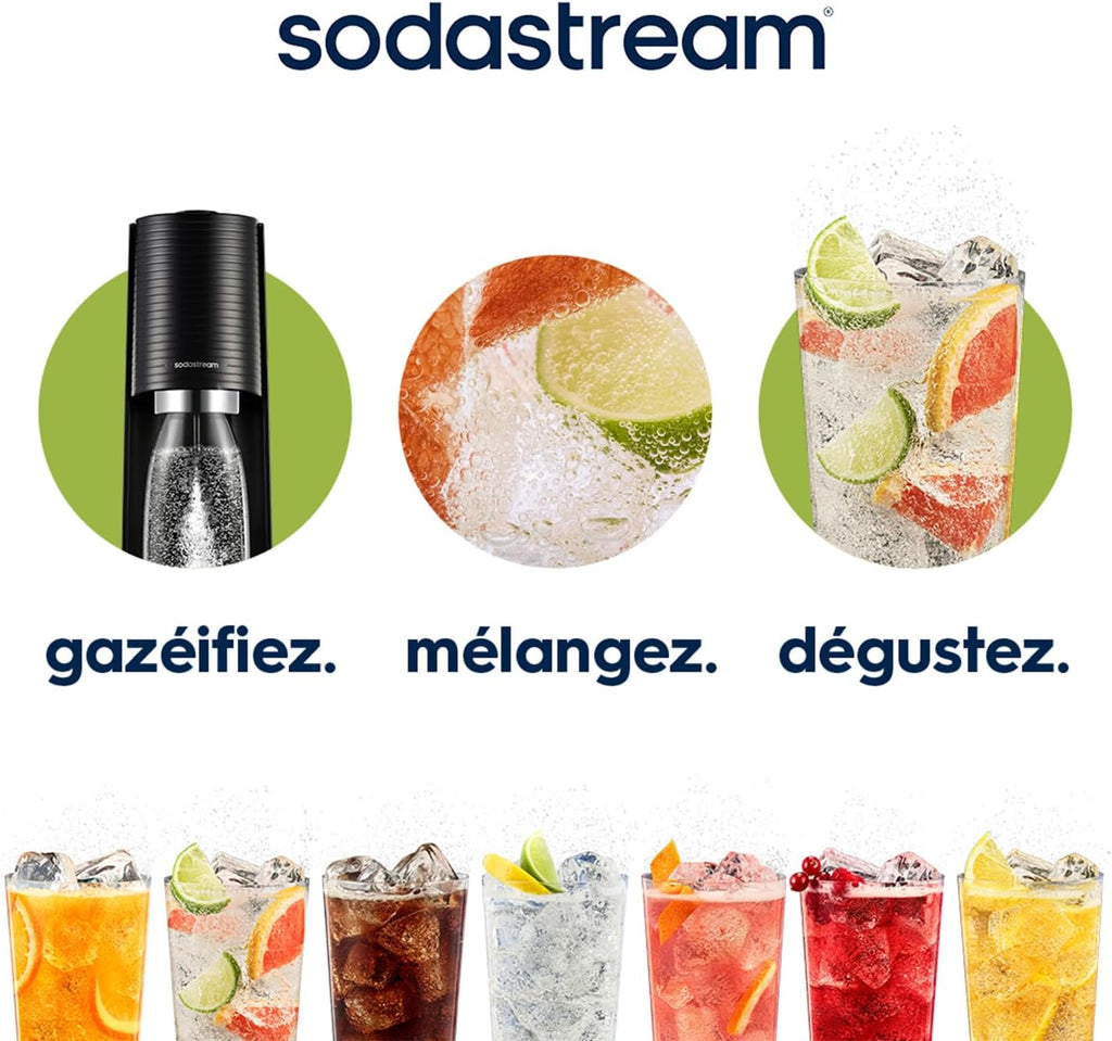 Sodastream Terra Soda Machine | 1 Bottle 1L + Cylinder 60L | Black