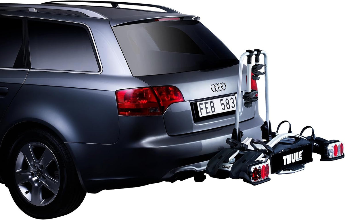 Thule EUFAB Premium 2 Fahrradträger, 2 Fahrräder, 46 kg, 13-polig, Anhängerkupplung, Silber