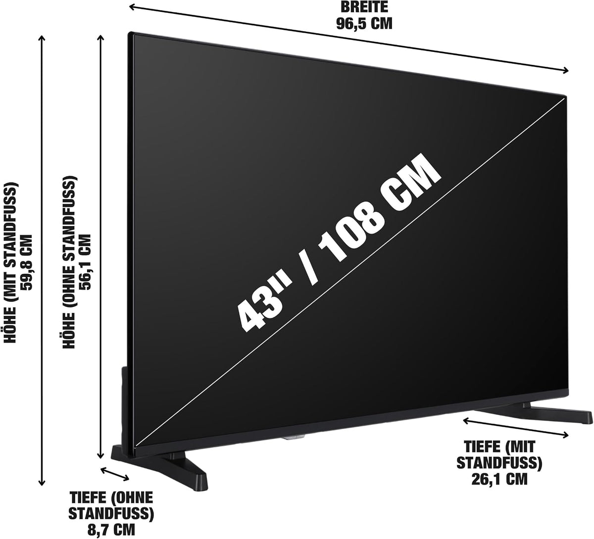 TELEFUNKEN D43U790B2CW Fernseher 43 Zoll VIDAA Smart TV 4K UHD Auflösung