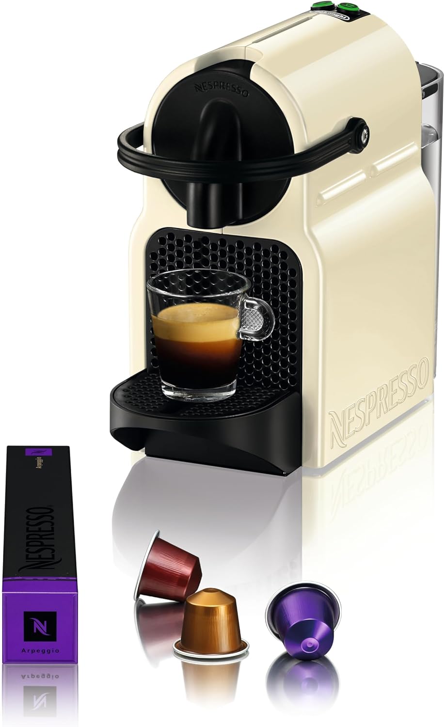 De'Longhi Nespresso Inissia EN80.CW, Automatic Coffee Machine, Single Cup Capsule Machine, Welcome Set Included, Compact Design, 19 Bars, 1260W, Vanilla Cream