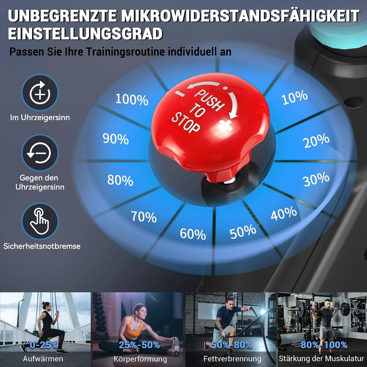 WENOKER Heimtrainer Fahrrad, Magnetwiderstand mit 15 dB