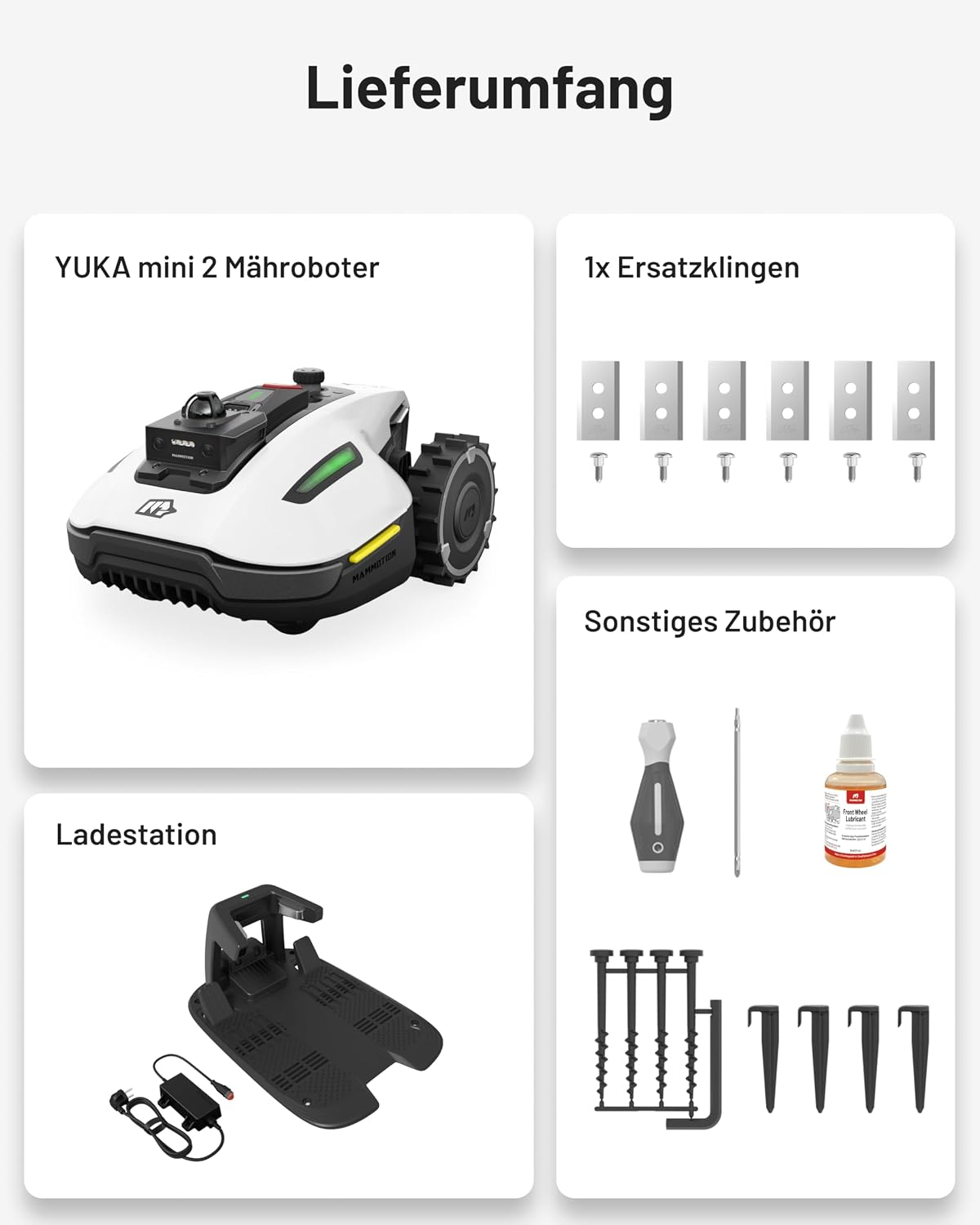 MAMMOTION YUKA mini 2 800LiDAR Rasenmäher Roboter mit Washstand
