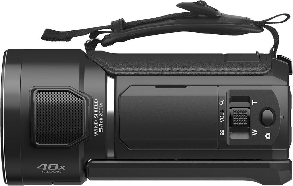 Panasonic HC-V900E-K Full HD Camcorder FHD Video 25mm F1.8 Wide Angle Lens 24X Optical Zoom Hybrid OIS+ HDR Zoom Microphone Touch Screen Black