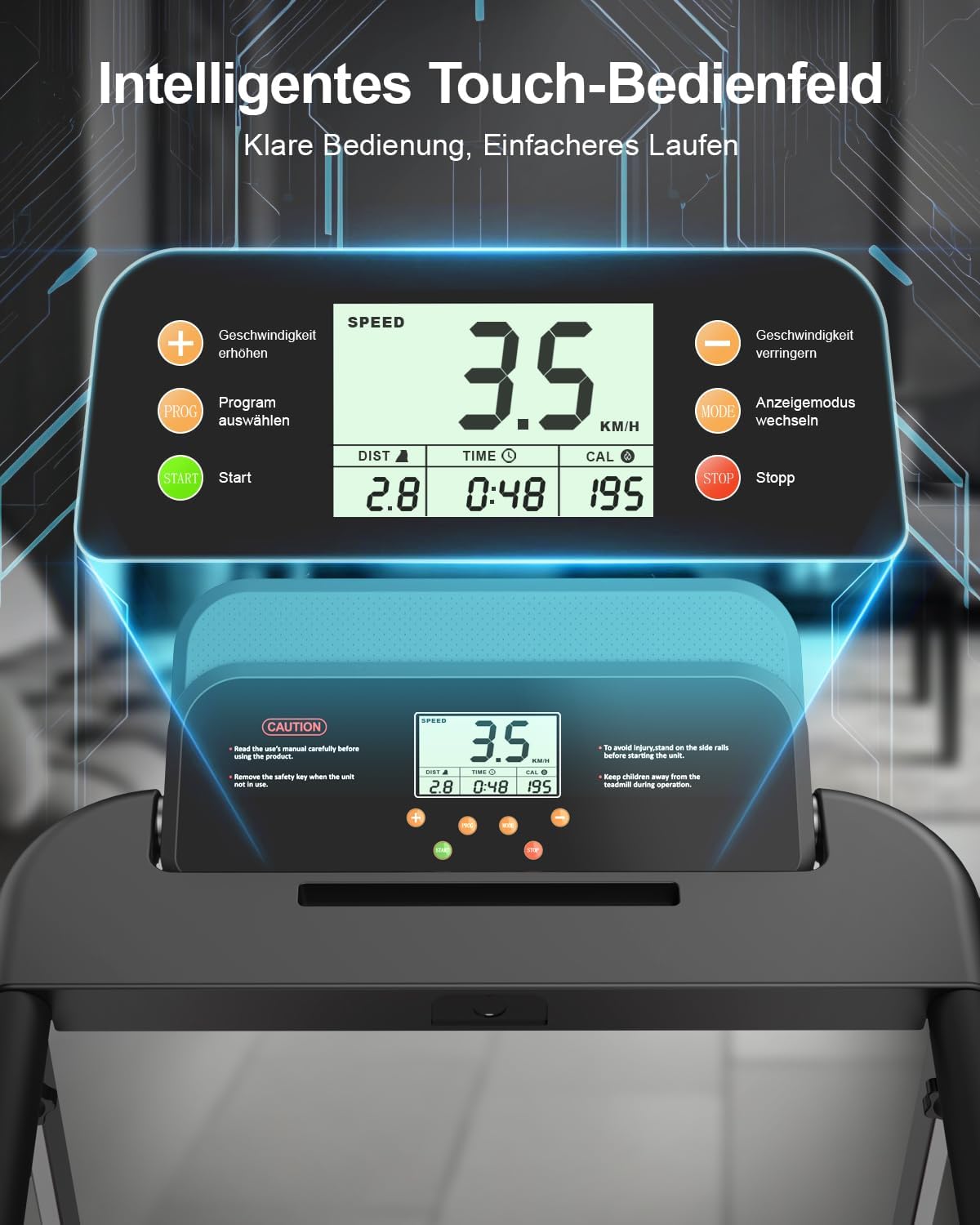 Laufband für Zuhause, Elektrisches Laufbänder mit Griff, Klappbares bis 10Km/H, Treadmill Walking Pad for Home, Leise Klein Büro Klappbar Kompakte, Anzeige 12 Programme Voreingestellte