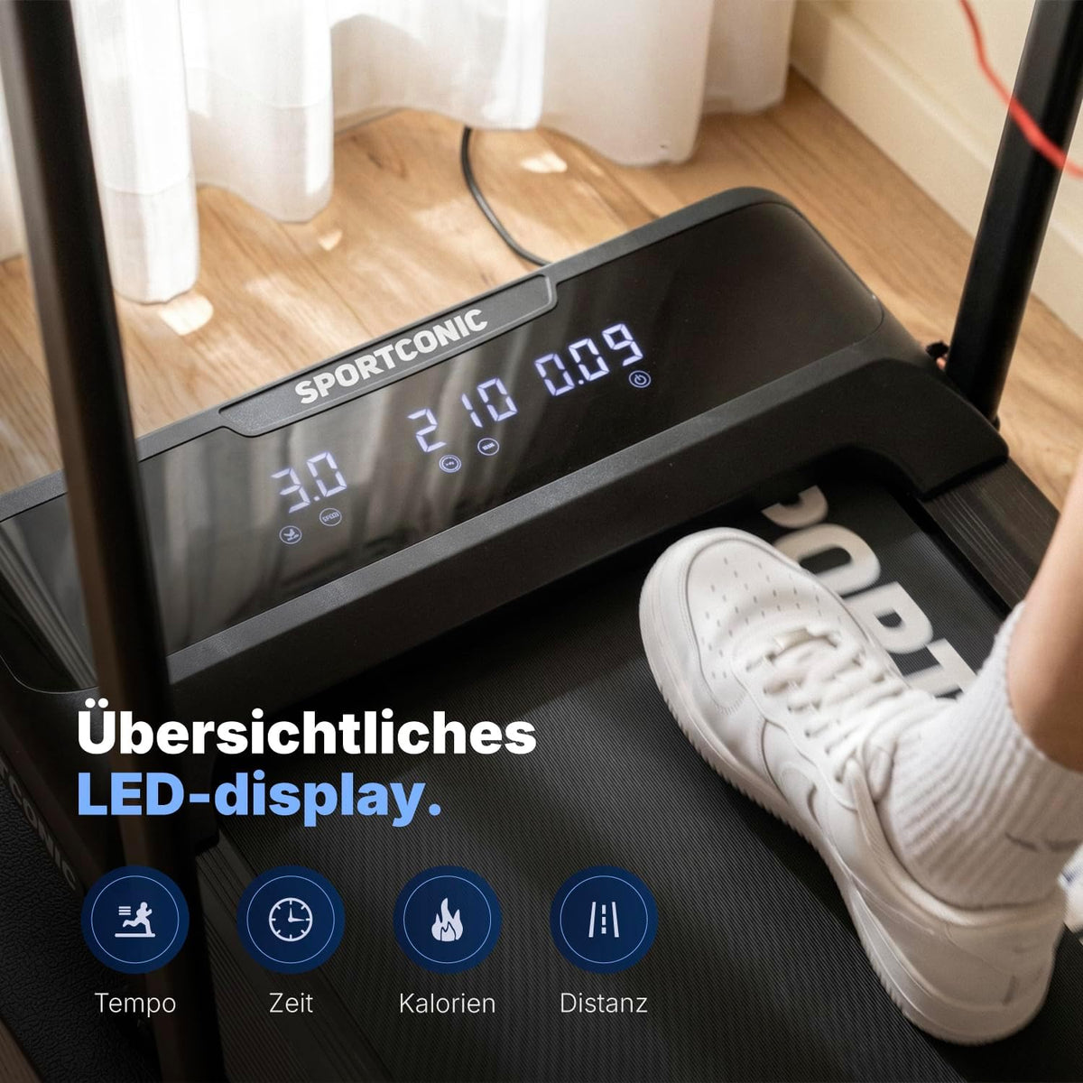 Sportconic Treadmill 1-12 km/h - Foldable & Electric for Home - Quiet Under Desk Use - Walking Pad with Incline, Tablet Holder