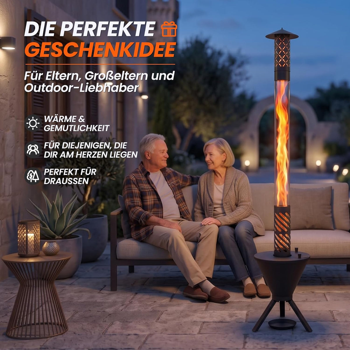 Pellets Fire Pipe, Outdoor Fire Column and Pellet Torch with Glass