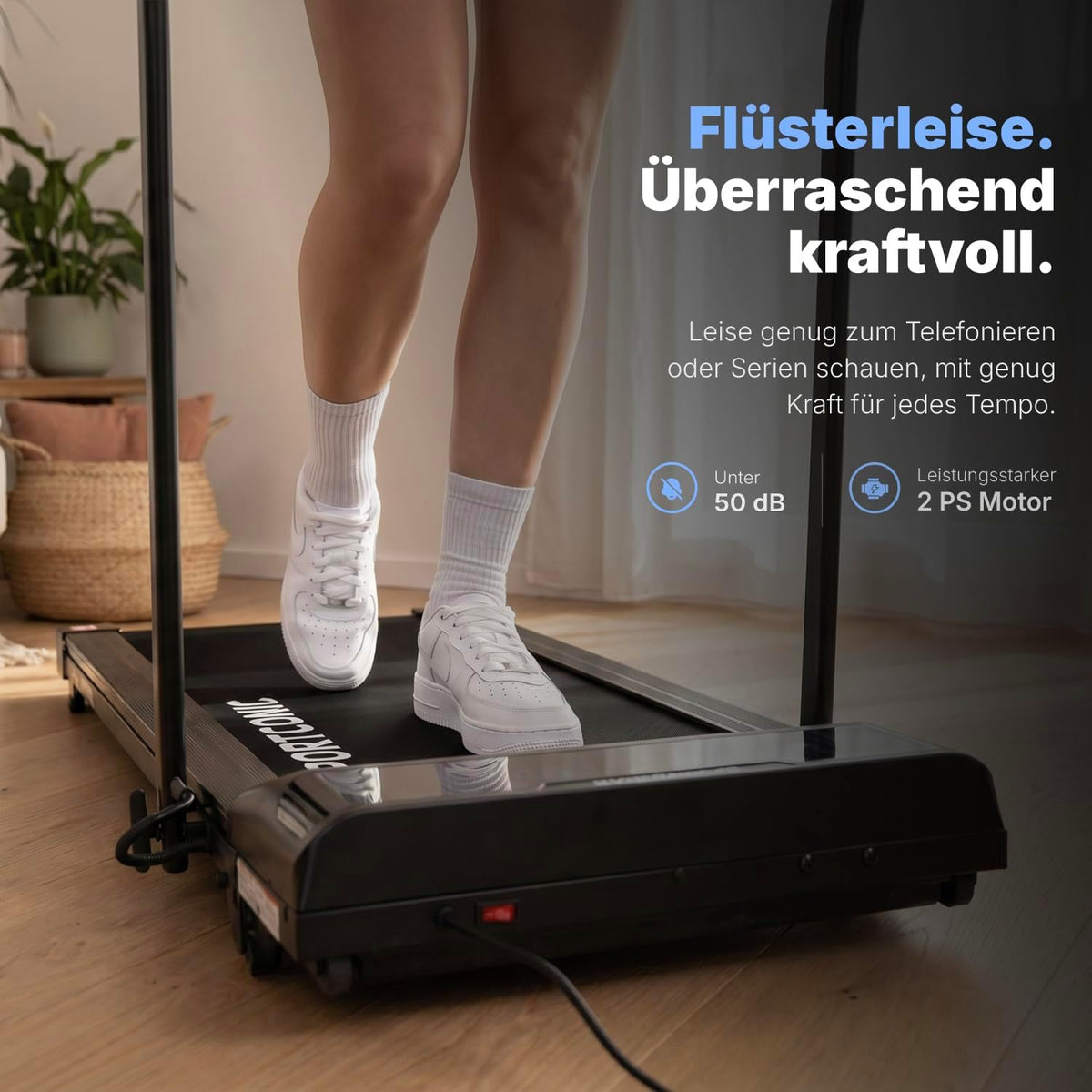 Sportconic Treadmill 1-12 km/h - Foldable & Electric for Home - Quiet Under Desk Use - Walking Pad with Incline, Tablet Holder
