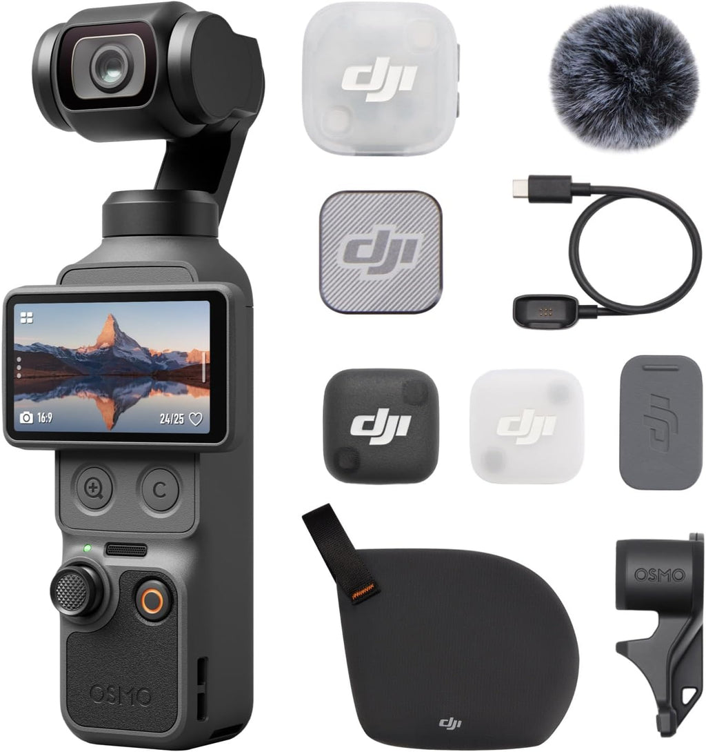 DJI Osmo Pocket 4 Audio Combo mit Mic Mini 2 Sender, Pocket-Gimbal-Vlog-Kamera, 1-Zoll-CMOS und 4K/240fps, 3-Achsen-Stabilisierung, 2× verlustfreier Zoom, 107 GB interner Speicher