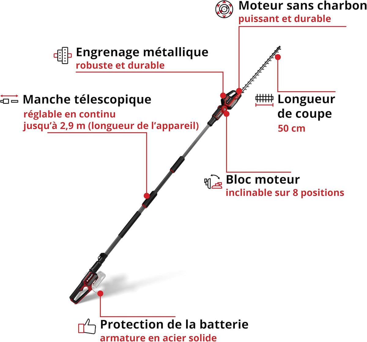 Einhell Professional cordless telescopic hedge trimmer GP-HH 18/50 Li BL-Solo Power X-Change (18V, cutting length 50cm, teeth 25mm, motor without carbon, incline. in 8 positions, without battery)