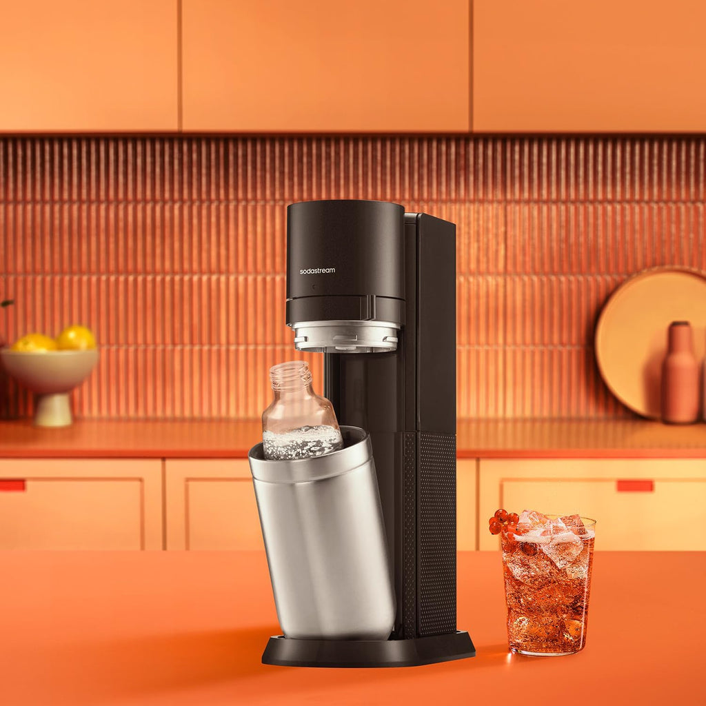 SodaStream – Duo Wassersprudler, inklusive 2x60-Liter CO2-Zylinder, 2x 1 Liter Glasflasche, 2x BPA-freie Flasche 1 Liter, spülmaschinengeeignet, umweltfreundlich & weniger Einweg-Plastikmüll, titan