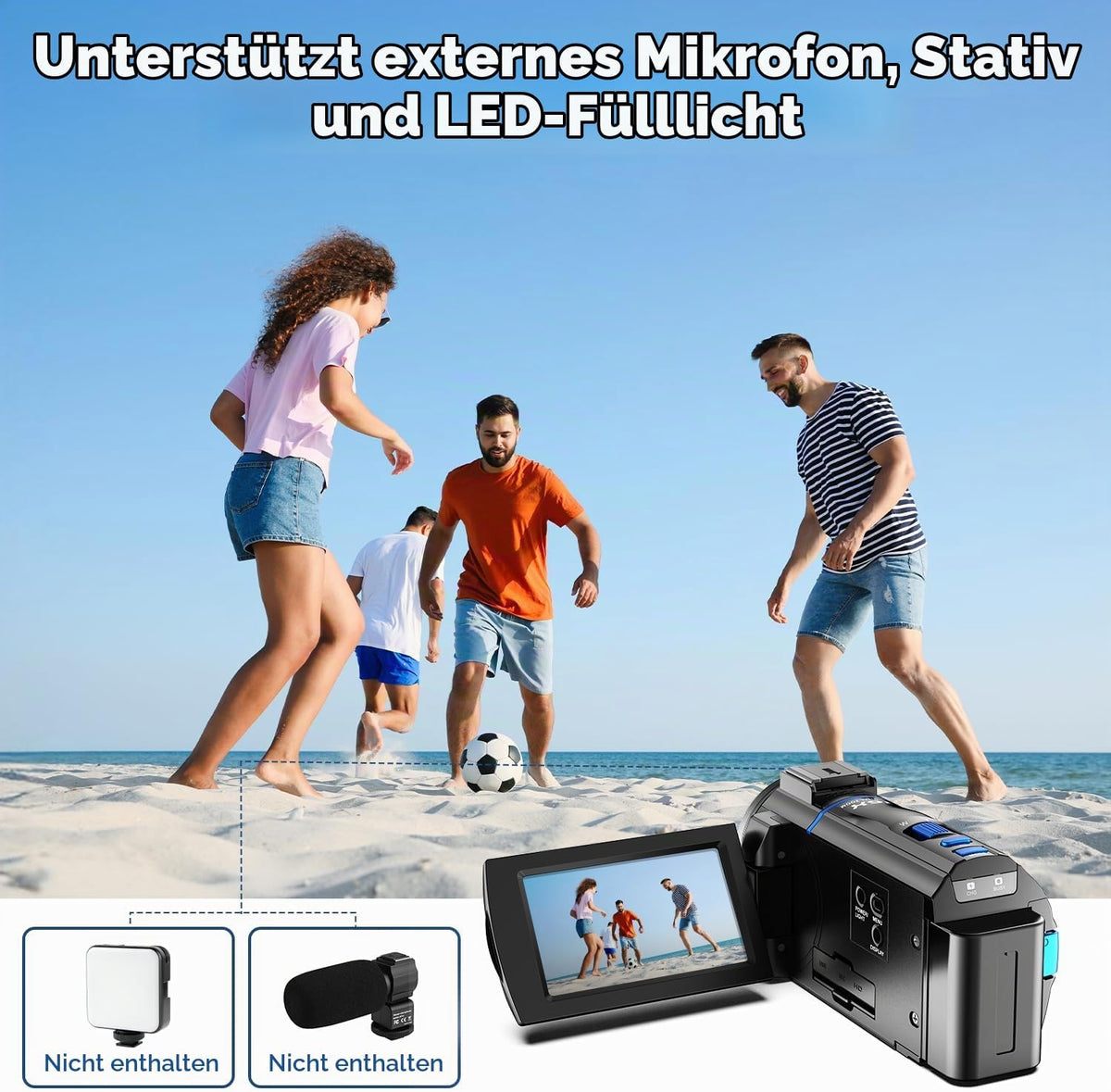 Video Camera Camcorder 5K Vlog Camera with 16X Digital Zoom Night Vision, 48MP 3 Inch 270° Rotating Touchscreen Webcam Vlogging Camera, Camcorder Video Camera with 32GB SD Card, Filling Light, Remote