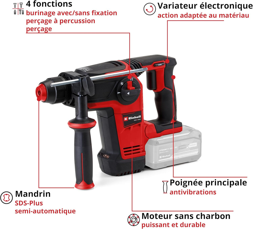 Einhell Professional TP-HD 18/26 Li BL-Solo Power X-Change Cordless Hammer Drill (18 V, Brushless Motor, 2.6 J, SDS-Plus, Pneumatic Strike Mechanism) Supplied without Battery or Charger