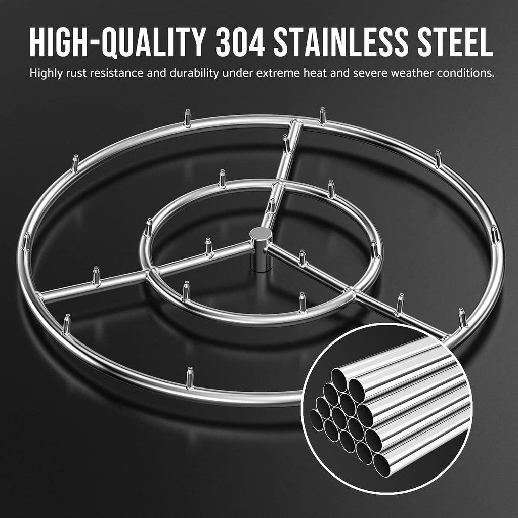 Skyflame 24" Round Stainless Steel Fire Pit Jet Burner Ring High Flame