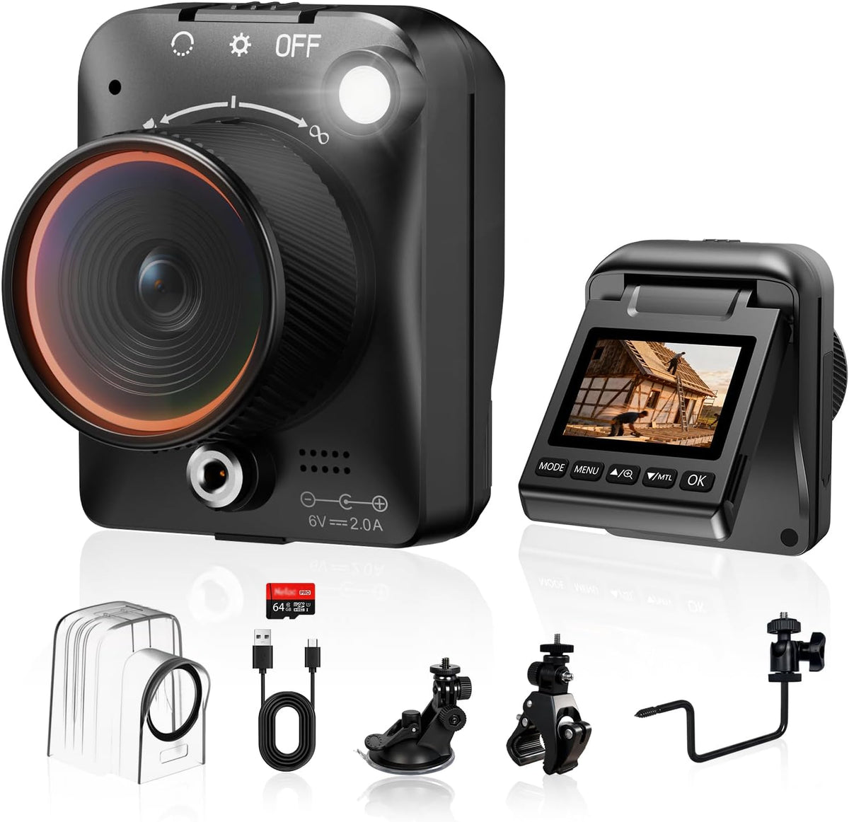 Time Lapse Camera 1296P 48MP Construction Site Camera, 6x Digital Zoom, 180 Day Recording Timelapse Camera with LED Light, Time Lapse Camera for Construction Sites, Gardening, Plants, Cooking (64GB Card)