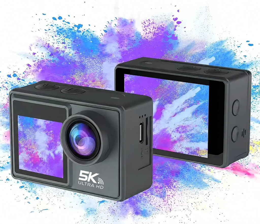 AONEGOLD Danxon 50MP Action Kamera 5K Dual Display EIS Stabilisierung 30m Wasserdicht mit Zubehör Grau