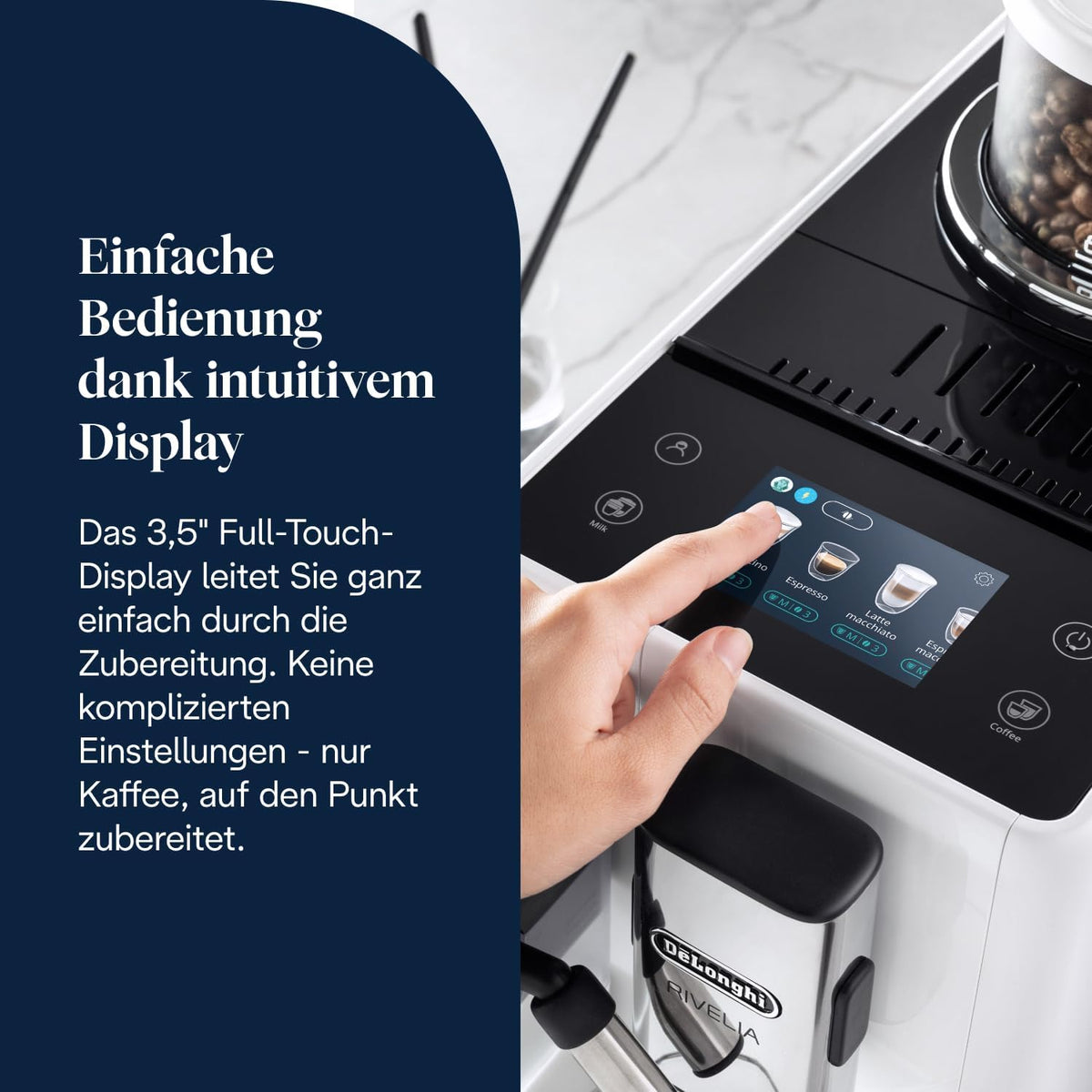 De'Longhi Rivelia - Kaffeevollautomat 16 Getränke Weiß