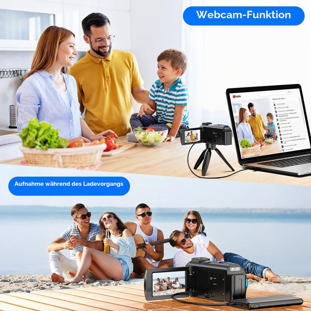 Video Camera Camcorder 5K Vlog Camera with 16X Digital Zoom Night Vision, 48MP 3 Inch 270° Rotating Touchscreen Webcam Vlogging Camera, Camcorder Video Camera with 32GB SD Card, Filling Light, Remote