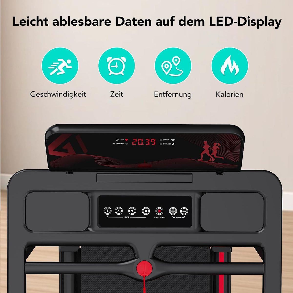 CITYSPORTS Elektrisches Laufband,Klappbares Laufband für Zuhause bis 12 km/h,mit LED-Anzeige,APP und 360° Tablet Holder,kompakte Walking Pad für Zuhause und Büro (Black)