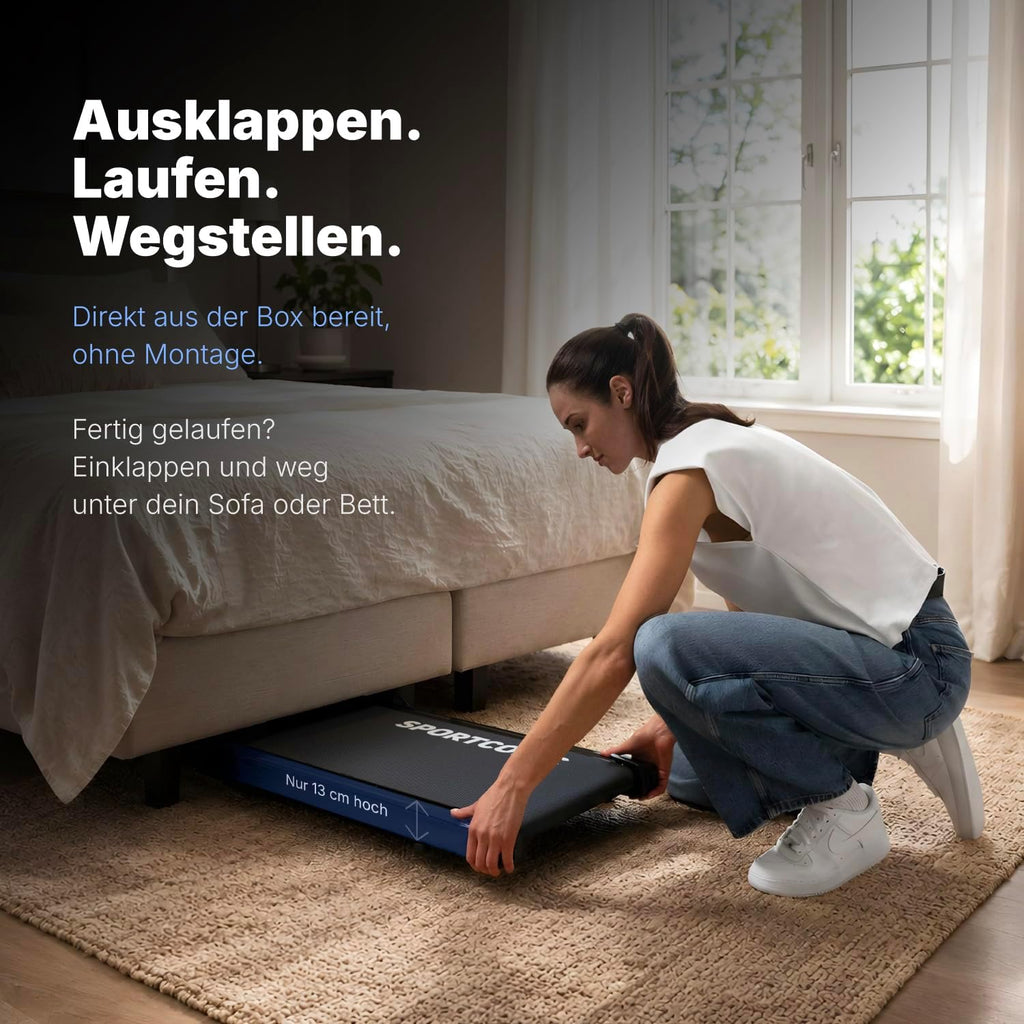 Sportconic Treadmill 1-12 km/h - Foldable & Electric for Home - Quiet Under Desk Use - Walking Pad with Incline, Tablet Holder