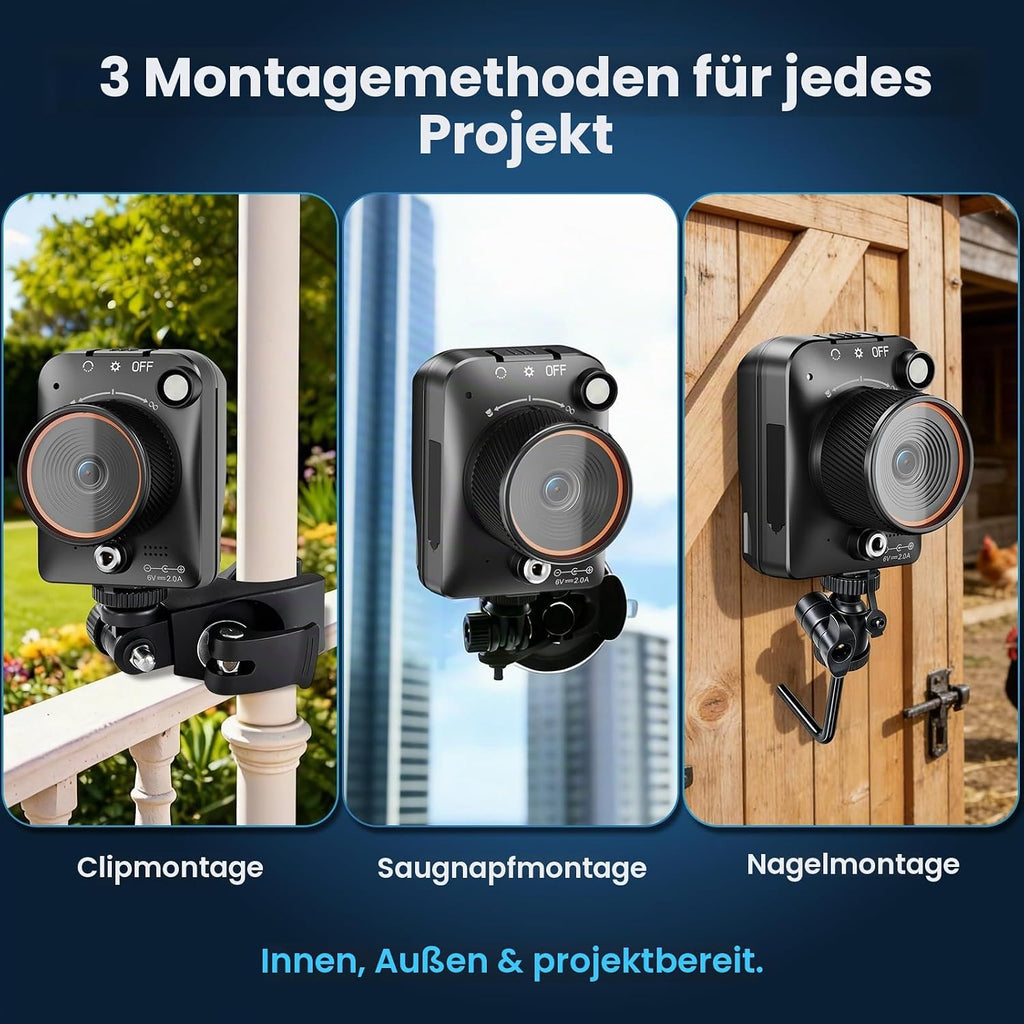Time Lapse Camera 1296P 48MP Construction Site Camera, 6x Digital Zoom, 180 Day Recording Timelapse Camera with LED Light, Time Lapse Camera for Construction Sites, Gardening, Plants, Cooking (64GB Card)