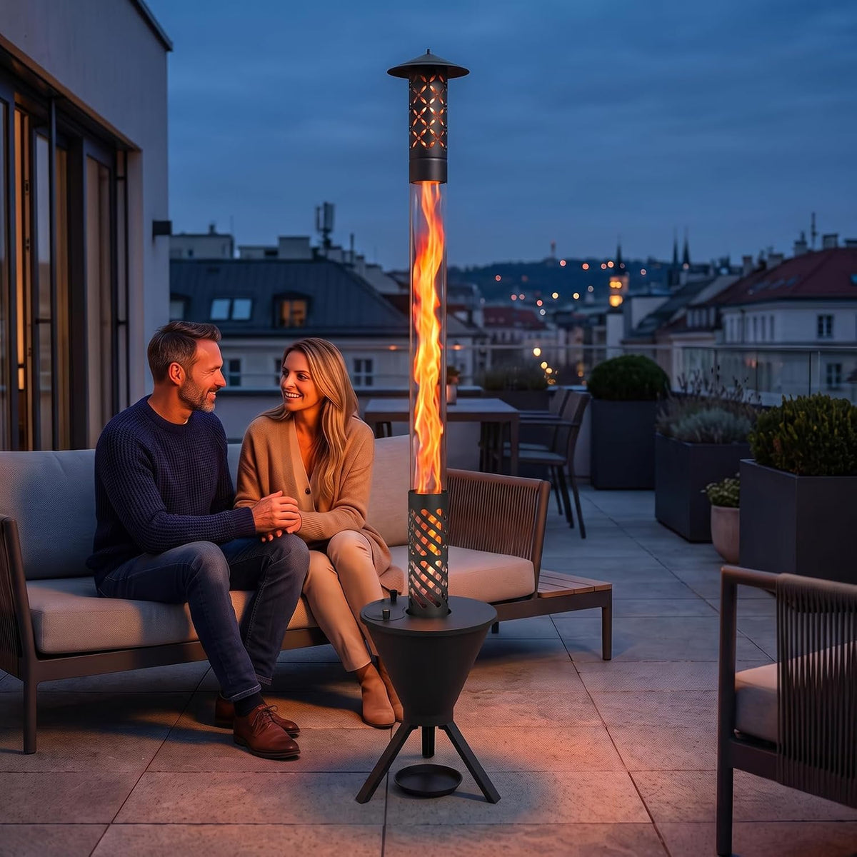 Pellets Fire Pipe, Outdoor Fire Column and Pellet Torch with Glass