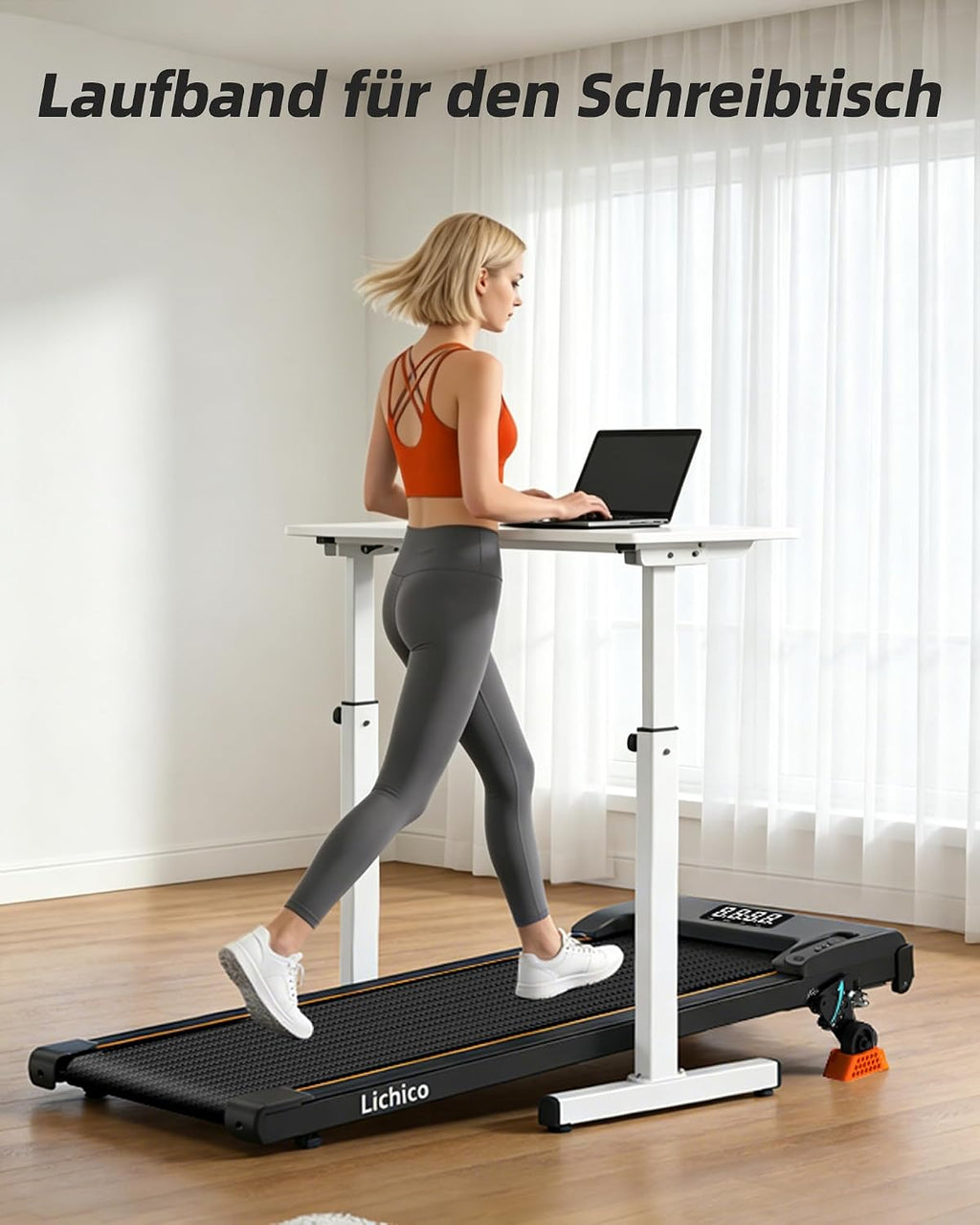 Lichico 3-in-1 Walking Pad mit 0-12% Steigung, Laufband für Zuhause Klein