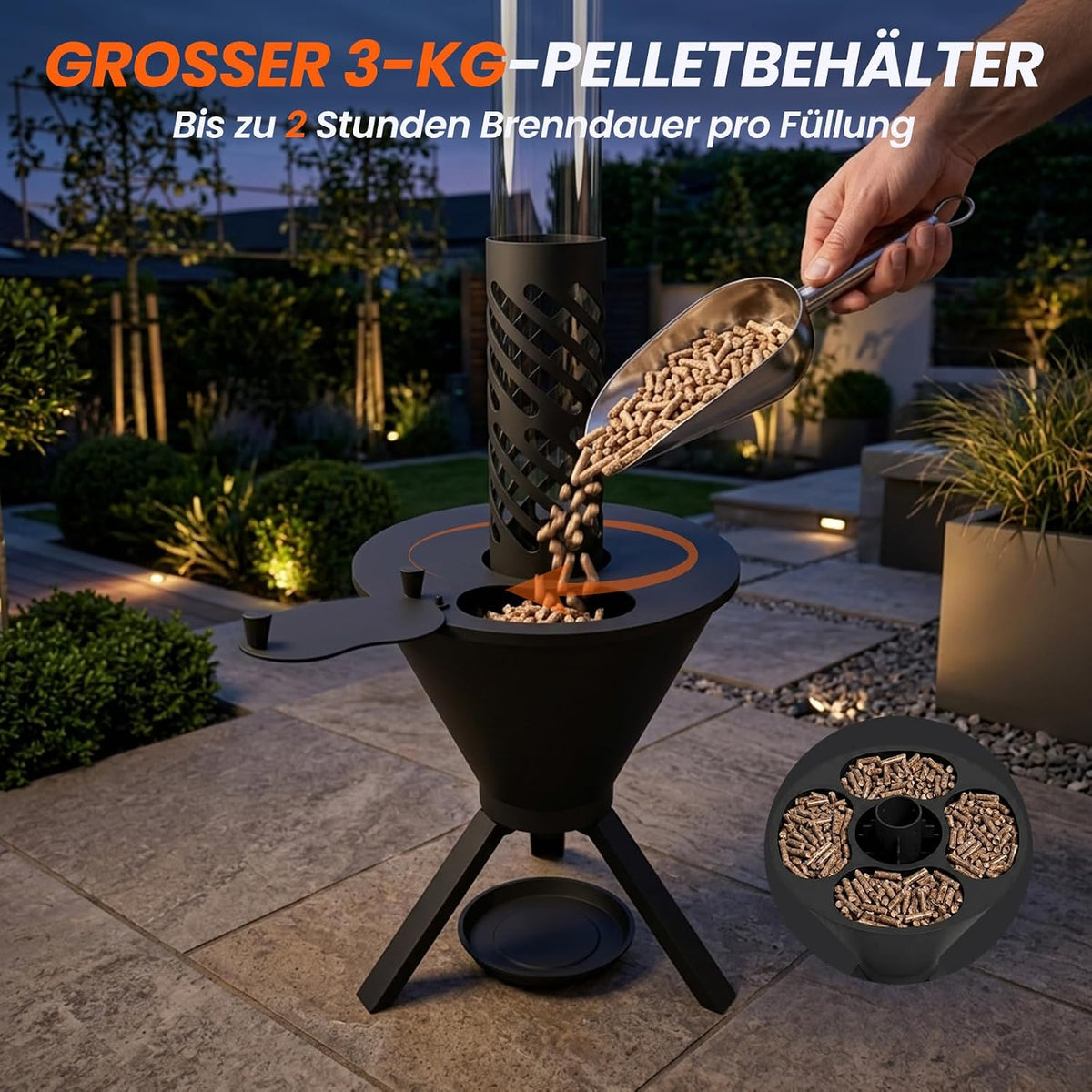 Pellets Fire Pipe, Outdoor Fire Column and Pellet Torch with Glass