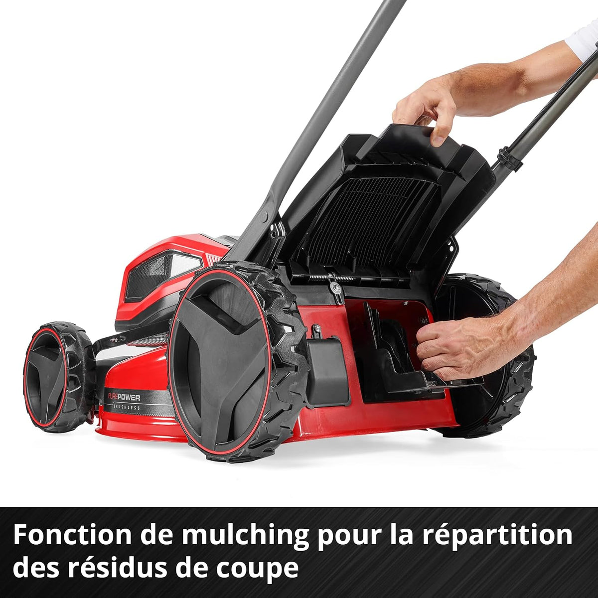 Einhell Professional Cordless Lawnmower GP-CM 36/47S Li BL (4x4.0Ah) Power X-Change (36V, Brushless Motor, Cut to 47cm, Tray 65L) Comes with 4 x 4.0Ah Batteries and 2 Dual Chargers