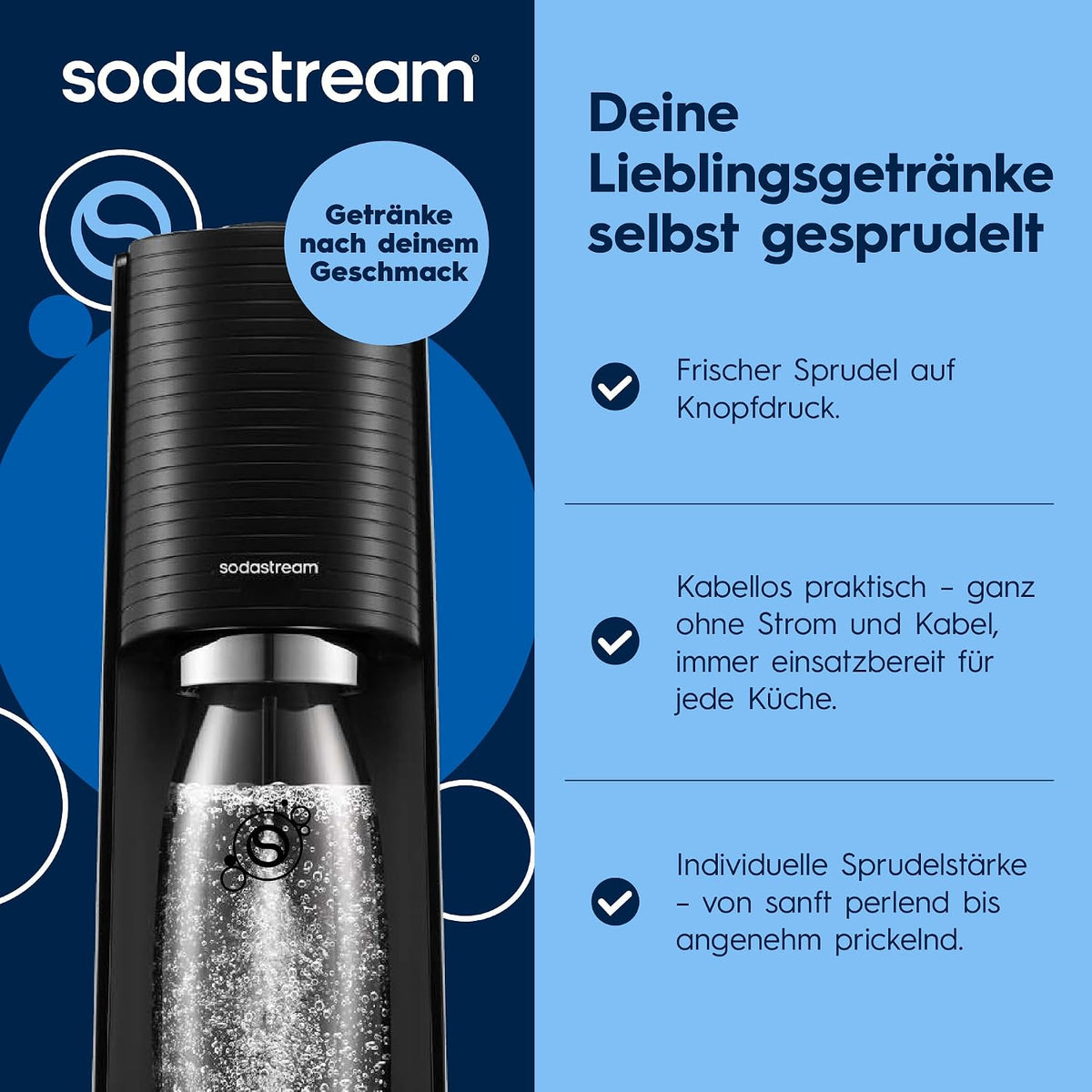 SodaStream TERRA Wassersprudler - 3x 1L Sprudlerflaschen & CO2-Zylinder