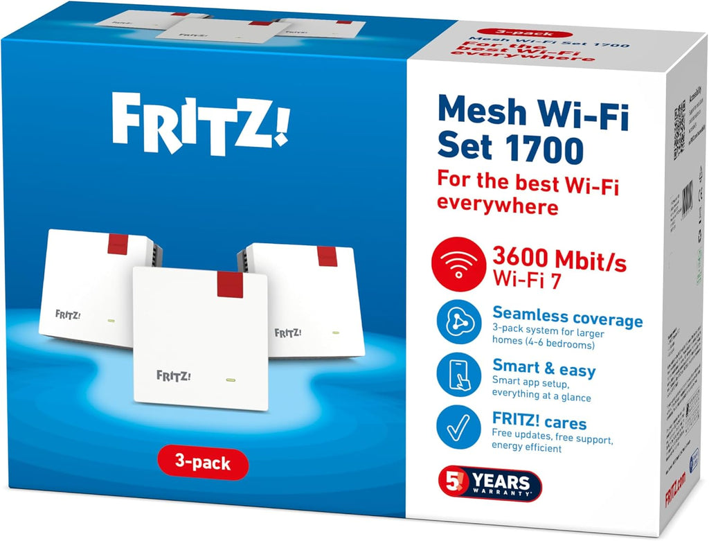 FRITZ! Mesh Set 1700 3 Pack | for 5-7 rooms | Wi-Fi 7 up to 3.6 GBit/s