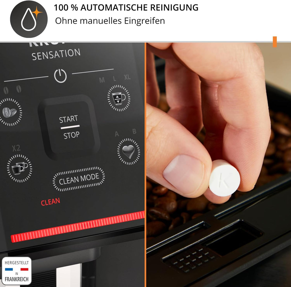 Krups Sensation Kaffeevollautomat mit Milchschaumdüse, Kaffeemaschine für Espresso, Cappuccino & Latte Macchiato, gemacht für Bohnenkaffee & Filterkaffee, bis zu 5 Kaffeegetränke und 2-Tassen-Funktion