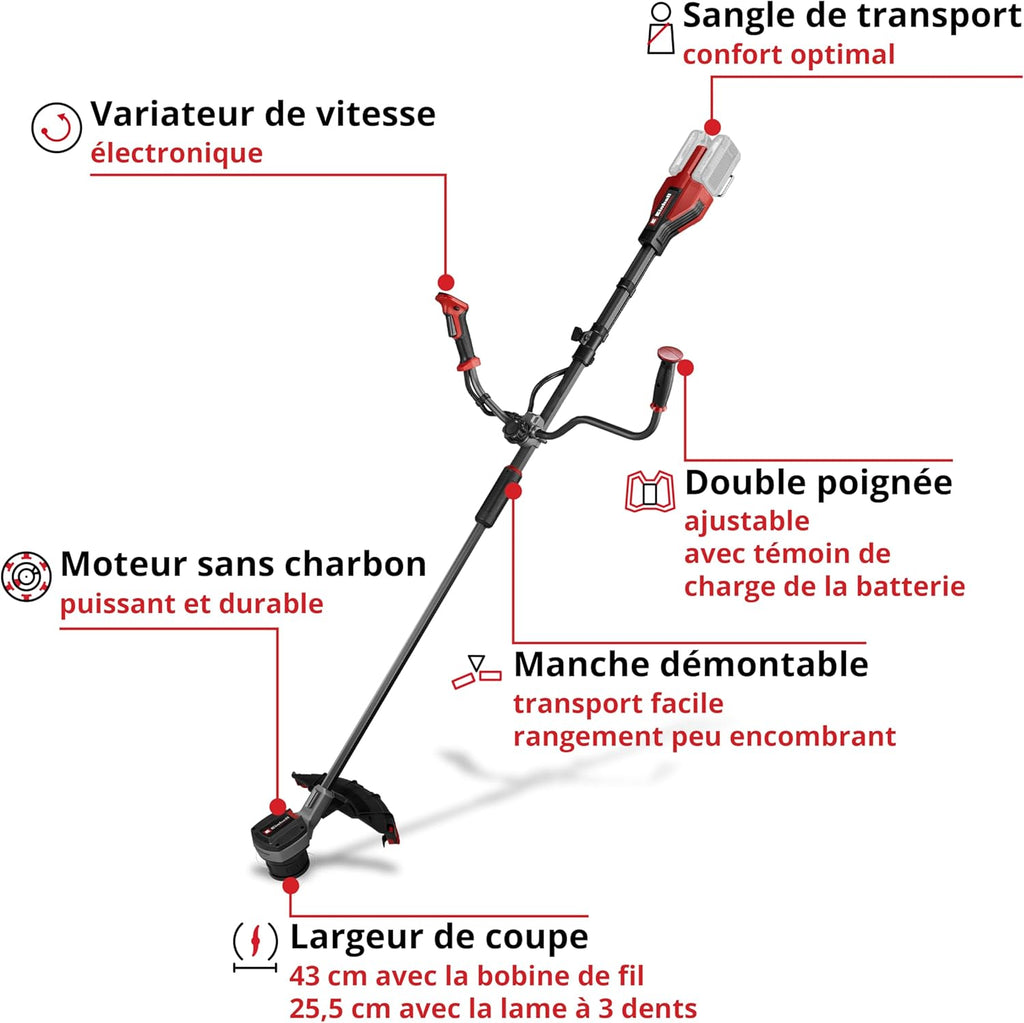 Einhell Professional Cordless Brushcutter GP-BC 36/430 Li BL-Solo Power X-Change (36V, Carbonless Motor, Cutting Width 43 cm, Autom-Lead Double Wire Spool, 3-Tooth Blade, Without Battery)